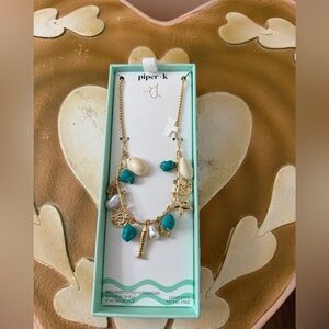 Piper K Reconstituted Turquoise & Natural Shell Coastal Charm Necklace